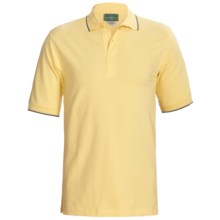 Outer Banks Active Pinpoint Pique Polo Shirt - Short Sleeve (For Men) in Butter/Navy/Bimini Blue - Closeouts