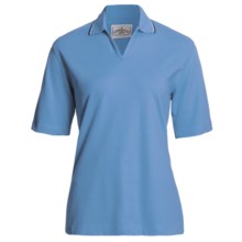 Outer Banks Active Pinpoint Pique Polo Shirt - Stretch Cotton, Short Sleeve (For Women) in Bimini Blue/Navy/White - Closeouts