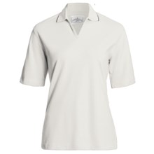 Outer Banks Active Pinpoint Pique Polo Shirt - Stretch Cotton, Short Sleeve (For Women) in White/Navy/Bimini Blue - Closeouts
