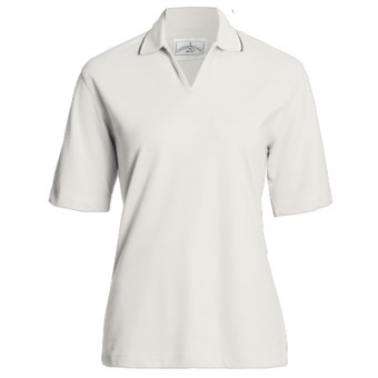 Outer Banks Active Pinpoint Pique Polo Shirt - Stretch Cotton, Short Sleeve (For Women) in White/Navy/Bimini Blue