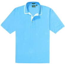 Outer Banks Diamond Knit Polo Shirt - Egyptian Cotton, Short Sleeve (For Men) in Aquatic/White - Closeouts