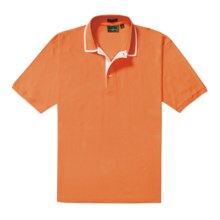 Outer Banks Diamond Knit Polo Shirt - Egyptian Cotton, Short Sleeve (For Men) in Melon/White - Closeouts