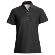 Outer Banks Diamond Knit Polo Shirt - Egyptian Cotton, Short Sleeve (For Women) in Black - Closeouts