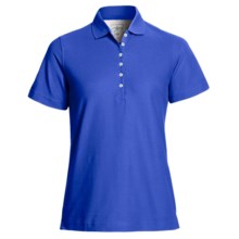Outer Banks Diamond Knit Polo Shirt - Egyptian Cotton, Short Sleeve (For Women) in Bright Royal - Closeouts