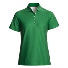 Outer Banks Diamond Knit Polo Shirt - Egyptian Cotton, Short Sleeve (For Women) in Turf Green - Closeouts