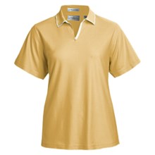 Outer Banks Egyptian Diamond-Knit Polo Shirt - Two-Ply Egyptian Cotton, Short Sleeve (For Women) in Maize/White - Closeouts