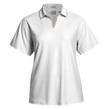 Outer Banks Egyptian Diamond-Knit Polo Shirt - Two-Ply Egyptian Cotton, Short Sleeve (For Women) in White/Putty - Closeouts