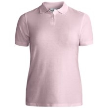 Outer Banks Essential Blended Pique Polo Shirt - Wrinkle Resistant, Short Sleeve (For Women) in Shell Pink - Closeouts