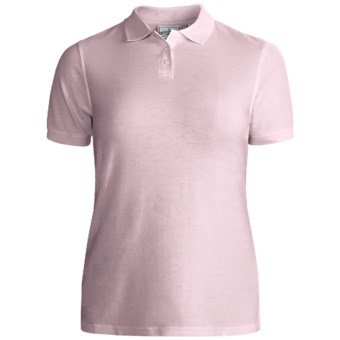 Outer Banks Essential Blended Pique Polo Shirt - Wrinkle Resistant, Short Sleeve (For Women) in Shell Pink