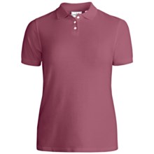 Outer Banks Essential Blended Pique Polo Shirt - Wrinkle Resistant, Short Sleeve (For Women) in Wine - Closeouts