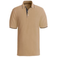 Outer Banks Essential Pique Polo with Stripe Trim - Short Sleeve (For Men) in Chino/Black - Closeouts