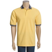 Outer Banks Jacquard Trim Polo Shirt - Cotton Pique, Short Sleeve (For Men) in Butter/Navy/White - 2nds