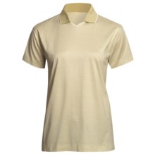 Outer Banks Micro Stripe Jersey Polo Shirt - Double Mercerized Cotton, Short Sleeve (For Women) in Natural/Sea Grass - 2nds