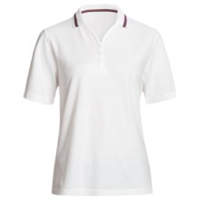 Outer Banks Nautical Stripe Polo Shirt - Cotton Pique, Short Sleeve (For Women) in White/Navy/Red - 2nds