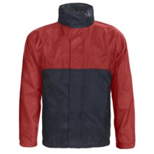 Outer Banks Pack Away Jacket - Lightweight, Hidden Hood (For Men and Women) in Bright Red/Navy - Closeouts