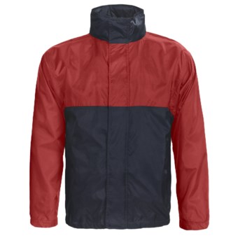 Outer Banks Pack Away Jacket - Lightweight, Hidden Hood (For Men and Women) in Bright Red/Navy
