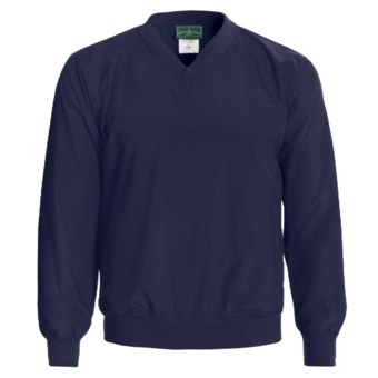 Outer Banks Water-Resistant Wind Shirt - Rib V-Neck, Long Sleeve (For Men and Women) in Navy