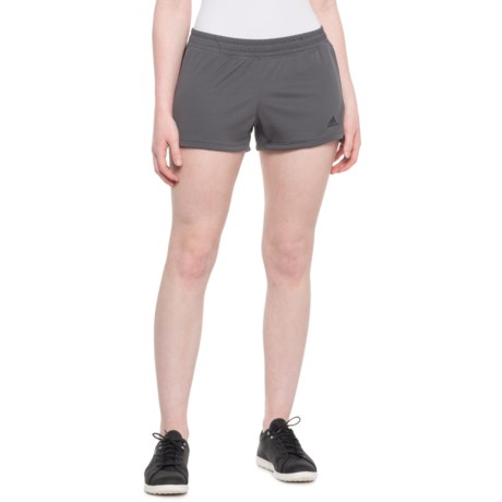 Adidas Pacer 3-Stripes Knit Shorts (For Women) - GREY SIX BLACK (XS )