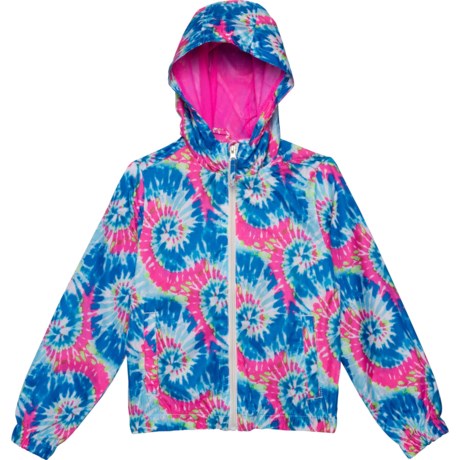 Pink Platinum Packable Windbreaker Jacket (For Big Girls) - BLUE (14/16 )