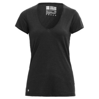 Pact V-Neck T-Shirt - Organic Cotton-Modal, Short Sleeve (For Women) in Black