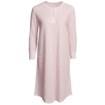 Paddi Murphy Softies Heidi Grandfather Thermal Nightshirt - Long Sleeve (For Women) in Pink