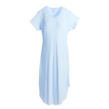 Paddi Murphy Softies Long Nightgown - Georgette, V-Neck, Short Sleeve (For Women) in Light Blue - Closeouts