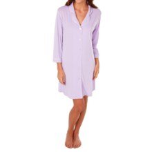 Paddi Murphy Softies Meghan Sleep Shirt - Long Sleeve (For Women) in Orchid/Gardenia Trim - Closeouts