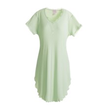 Paddi Murphy Softies Nightgown - Georgette, V-Neck, Short Sleeve (For Women) in Light Green - Closeouts