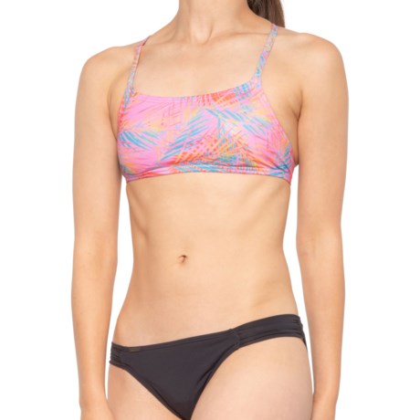 Speedo Palm Print Strappy Bikini Top (For Women) - PINK (S )