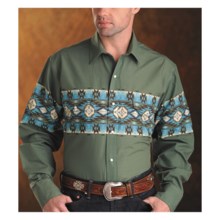 Panhandle Slim Aztec Border Shirt - Long Sleeve (For Men) in Green - Closeouts