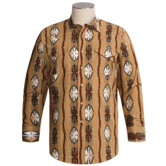 Panhandle Slim Aztec Print Western Shirt - Long Sleeve  (For Men) in Camel