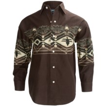 Panhandle Slim Border Print Shirt - Snap Front, Long Sleeve (For Boys) in Dark Brown - Closeouts