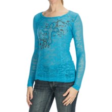 Panhandle Slim Burnout Shirt - Long Sleeve (For Women) in Marina - Closeouts