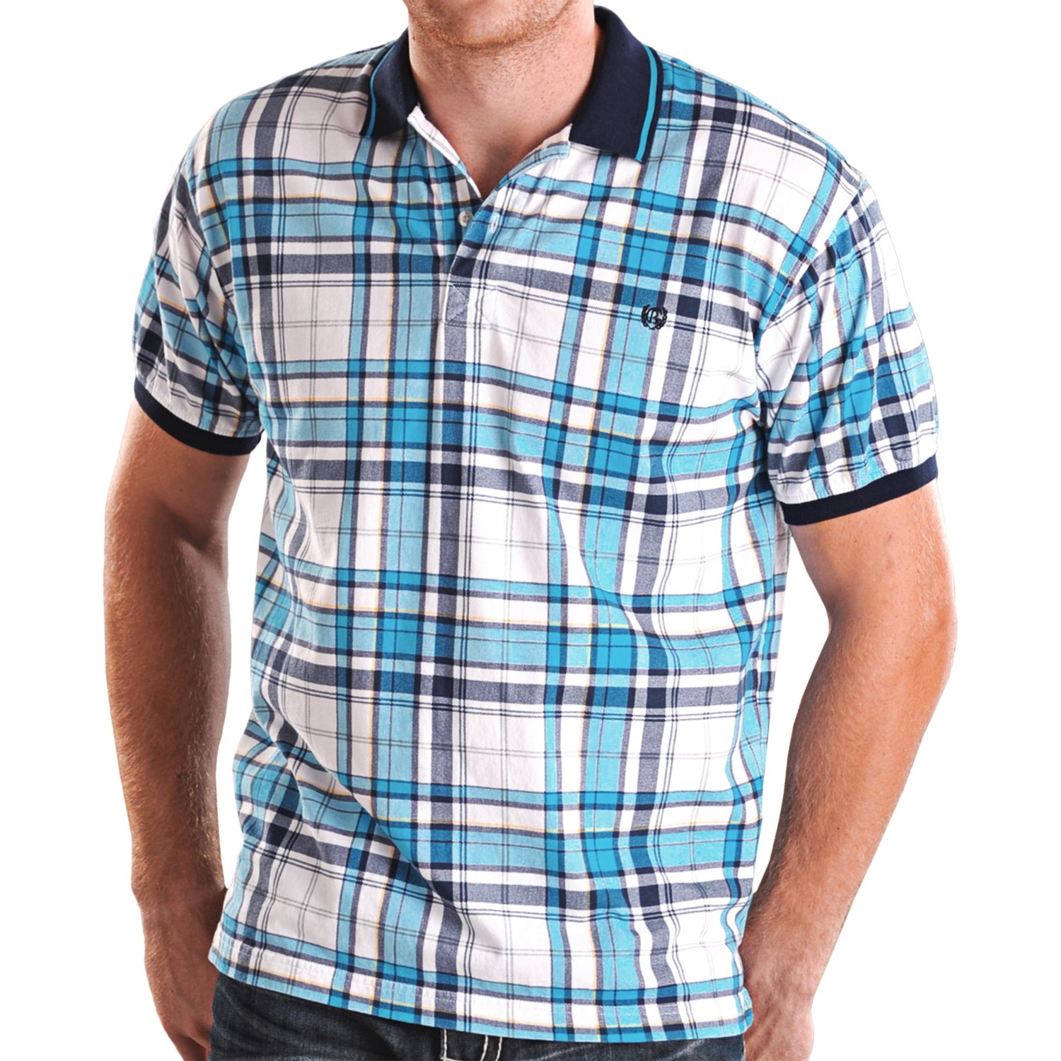 Panhandle Slim Plaid Polo Shirt Cotton, Short Sleeve (For Men) Save 40