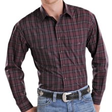 Panhandle Slim Poplin Plaid Shirt - Snap Front, Long Sleeve (For Men) in Burgundy - Closeouts