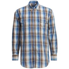 Panhandle Slim Poplin Satin Plaid Shirt - Long Sleeve (For Men) in Aqua - Closeouts