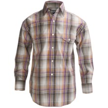Panhandle Slim Poplin Satin Plaid Shirt - Snap Front, Long Sleeve (For Boys) in Lilac - Closeouts
