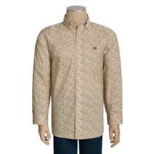 Panhandle Slim Poplin Shirt - Long Sleeve (For Men) in Tan Print - Closeouts