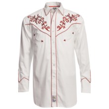 Panhandle Slim Red Hot Floral Embroidered Shirt - Pearl Snaps, Long Sleeve (For Men) in White/Red - Closeouts