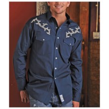 Panhandle Slim Retro Embroidered Shirt -Long Sleeve (For Men) in Navy - Closeouts