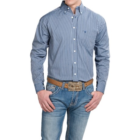 Panhandle Slim Tuf Cooper Competition Fit Dobby Plaid Shirt Button Front, Long Sleeve (For Men)