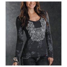 Panhandle Slim V-Neck Heathered Jersey Shirt - Long Sleeve (For Women) in Licorice - Closeouts
