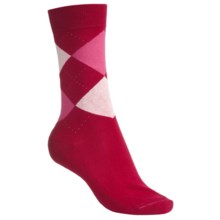 Pantherella Fancy Argyle Pattern Socks - Mid-Calf (For Women) in Red/Pink/White Heather - Closeouts