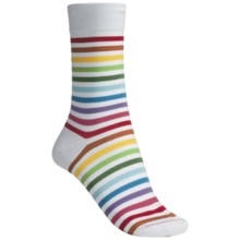 Pantherella Fancy Bright Cotton Socks - Mid-Calf (For Women) in White/Rainbow Stripe - Closeouts