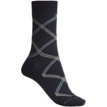 Pantherella Fancy Checks-and-Diamonds Socks - Merino Wool, Mid-Calf (For Women) in Navy/Light Blue/Tan - Closeouts