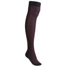 Pantherella Fancy Contrast Knee-High Socks - Merino Wool (For Women) in Wine/Navy - Closeouts
