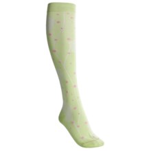 Pantherella Fancy-Cotton Natural-Pattern Socks - Knee-High (For Women) in Light Green/White Flowers/Pink Dots - Closeouts