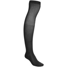 Pantherella Fancy Cotton Socks - Over-the-Knee (For Women) in Black Tonal Stripe - Closeouts