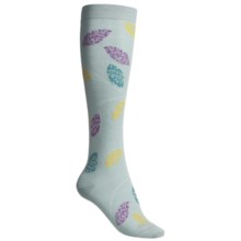 Pantherella Fancy Floral Knee-High Socks - Merino Wool, Over-the-Calf (For Women) in Light Sage/Multi Leaves - Closeouts