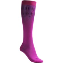 Pantherella Fancy Patterned Socks - Knee-High (For Women) in Magenta/Blue Edging - Closeouts